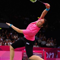 Inilah potret Hadia yang bertanding melawan Chloe Magee dari Irlandia dalam kompetisi tunggal putri. Foto: Getty Images/Michael Regan