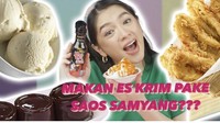 Suka makanan pedas, Angel paling suka nih coba es krim pakai saus samyang hingga pisang goreng. Foto: Instagram Angel Karamoy