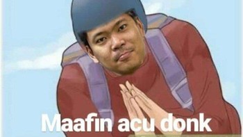 Praveen Jordan/Melati Daeva meraih kemenangan keduanya di Olimpiade Tokyo 2020 lewat pertandingan yang menegangkan. Di meme ini Praveen ceritanya meminta maaf. (Foto: Twitter)