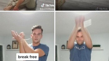 Cara melepaskan diri ketika tangan diikat ke belakang. Foto: @Dutchintheusa via Bored Panda