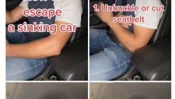 Jika mobil kamu masuk ke air, langkah pertama adalah melepas sabuk pengaman. Jika tidak dapat melepaskannya, gunakan alat yang dapat memotong sabuk pengaman. Langkah kedua adalah menurunkan jendela. Bisa menggunakan glass breaker. Keluar dari mobil. Foto: @Dutchintheusa via Bored Panda