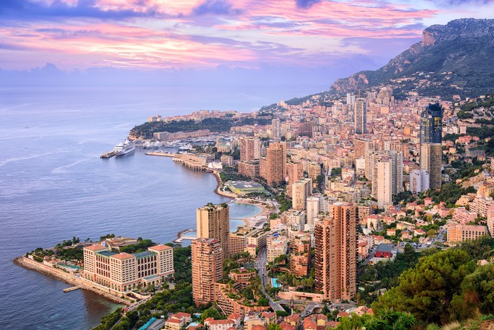 View of  Principality of Monaco at sunrise