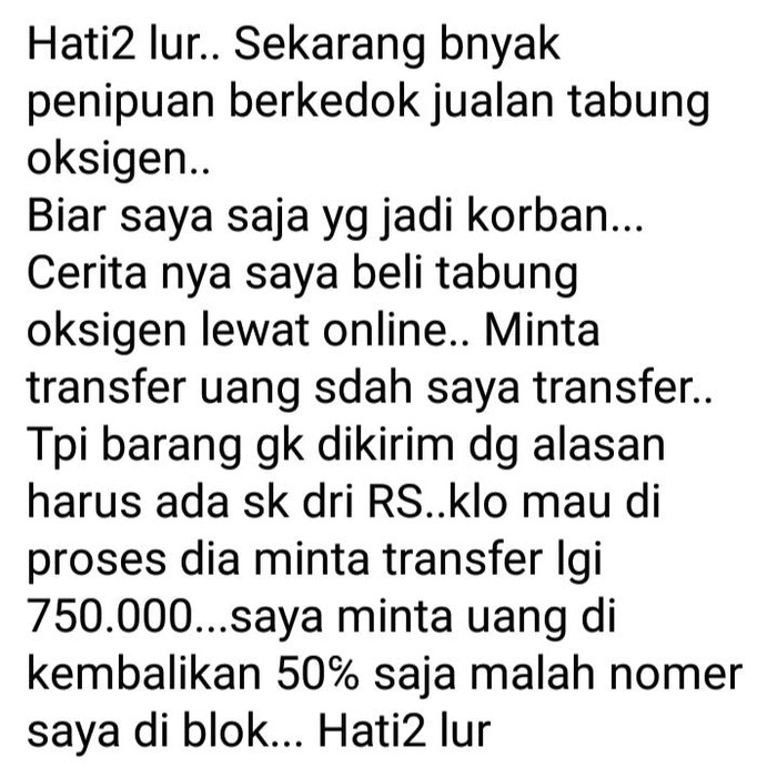 penipuan tabung oksigen di klaten