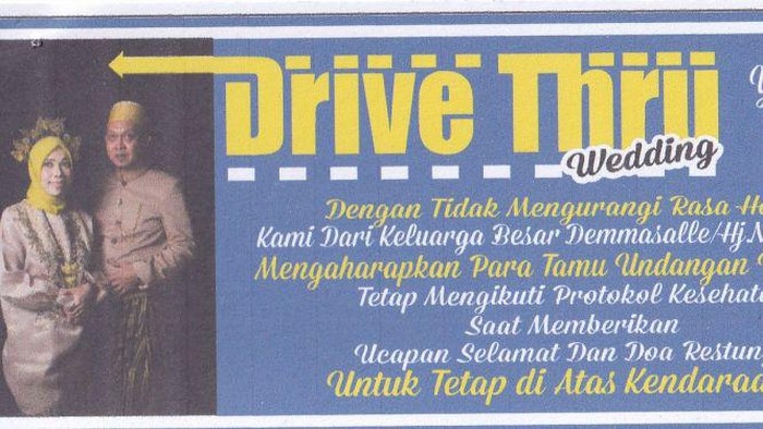 Resepsi pernikahan dengan konsep drive thru yang dihadiri Bupati Luwu Utara,  Indah Putri Indriani
