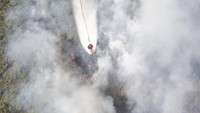Pilot dan co-pilot menerjunkan air ke titik api.