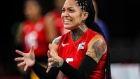 Pemain bola voli putri Republik Dominika Brenda Castillo saat sesi latihan di Olimpiade Musim Panas 2020, Kamis, 22 Juli 2021, di Tokyo, Jepang. AP Photo/Manu Fernandez  