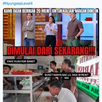 Nggak cuma pengunjung rumah makannya aja yang harus bisa makan cepat, tapi para koki juga harus punya keahlian setara Master Chef nih. Kalau masaknya kelamaan, keburu habis deh waktu 20 menitnya. Foto: Twitter