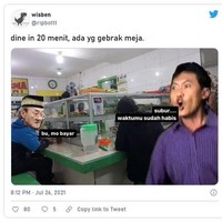 Kalau lagi makan enak-enak terus tiba-tiba ada yang gebrak meja sambil ngomong teriak-teriak gini sih kira-kira kamu bakal kabur nggak? Kayaknya belum 20 menit juga kalau ada yang kayak gitu udah deh mending pulang aja. Foto: Twitter