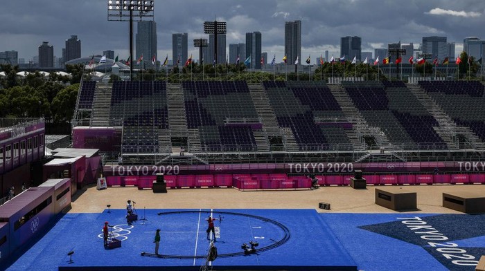 TOKYO, JAPAN - JULY 27: A general view during the 1/32 Eliminations round on day four of the Tokyo 2020 Olympic Games at Yumenoshima Park Archery Field on July 27, 2021 in Tokyo, Japan. (Photo by Justin Setterfield/Getty Images)