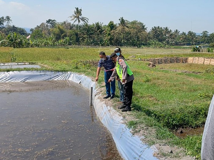 Warga Blitar, Sugeng Wahono ditemukan tewas saat membuat kolam ikan. Pria berusia 35 tahun itu diduga mengalami serangan jantung.