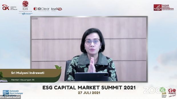 Sri Mulyani dalam acara ESG Capital Market Summit 2021. (Dok: Youtube Indonesia Stock Exchange)