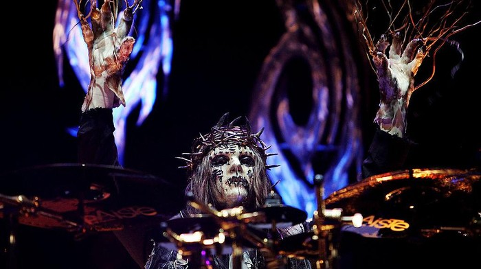 SYDNEY, AUSTRALIA - OCTOBER 26:  Drummer Joey Jordison of heavy metal band Slipknot performs on stage in concert at Acer Arena on October 26, 2008 in Sydney, Australia.  (Photo by Lisa Maree Williams/Getty Images)