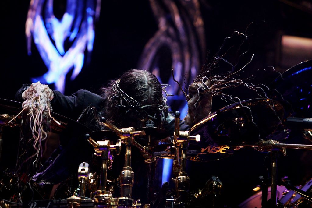 SYDNEY, AUSTRALIA - OCTOBER 26:  Drummer Joey Jordison of heavy metal band Slipknot performs on stage in concert at Acer Arena on October 26, 2008 in Sydney, Australia.  (Photo by Lisa Maree Williams/Getty Images)