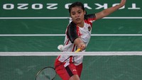 Bermain di Musashino Forest Sport Plaza, Rabu (28/7/2021), Gregoria mendapat perlawanan ketat dari Lianne Tan. Skor sempat sama kuat 6-6, namun Gregoria berhasil menutup interval dengan keunggulan 11-6. Gregoria terus melanjutkan dominasi tersebut di gim pertama. Ia langsung menjauh dengan skor 16-8, kemudian menjadi 19-10, sebelum menutup dengan skor 21-11. Antara Foto/Sigid Kurniawan
