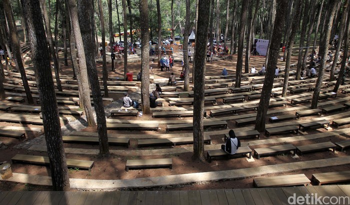 Vaksinasi COVID-19 digelar di kawasan Hutan Pinus Sari, Mangunan, Bantul, Yogyakarta, Rabu (28/7/2021). Begini suasananya.