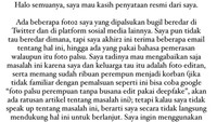 Ini adalah masalah global dan termasuk dalam kejahatan cyber. Kejahatan siber adalah tindakan kriminal dan dapat dipidana secara hukum, tulis Titan Tyra di unggahan Instagramnya (27/7).