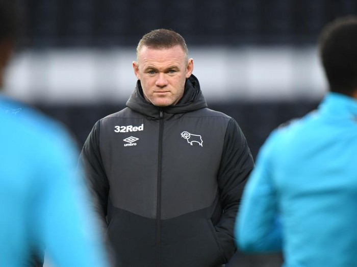 DERBY, ENGLAND - DECEMBER 12: Interim Manager of Derby County Wayne Rooney during the Sky Bet Championship match between Derby County and Stoke City at Pride Park Stadium on December 12, 2020 in Derby, England. (Photo by Tony Marshall/Getty Images)