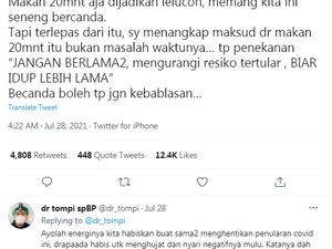 Aturan Makan 20 Menit Dijadikan Lelucon, dr Tompi Beri Komentar