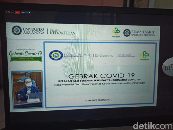 Guru besar (Gubes) di Fakultas Kedokteran Universitas Airlangga (FK Unair) Surabaya memberi rekomendasi untuk menangani pandemi COVID-19. Rekomendasi ini disampaikan dalam aksi bertajuk Gebrak COVID-19 atau Gerakan Aksi Bersama Serentak Tanggulangi COVID-19.