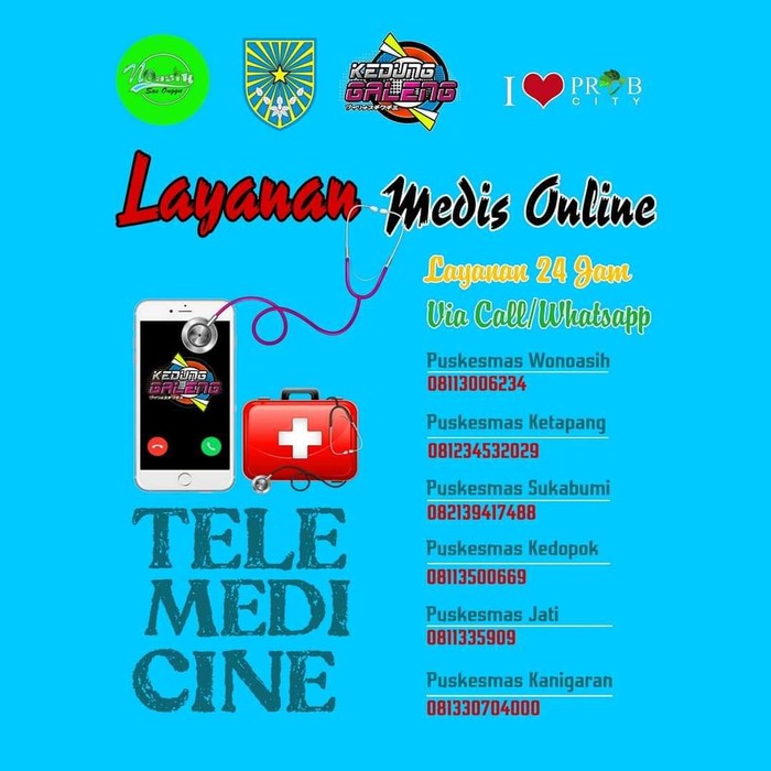 Pemkot Probolinggo meluncurkan program pelayanan medis online atau telemedicine. Pelayanan medis tersebut bisa diakses 24 jam.
