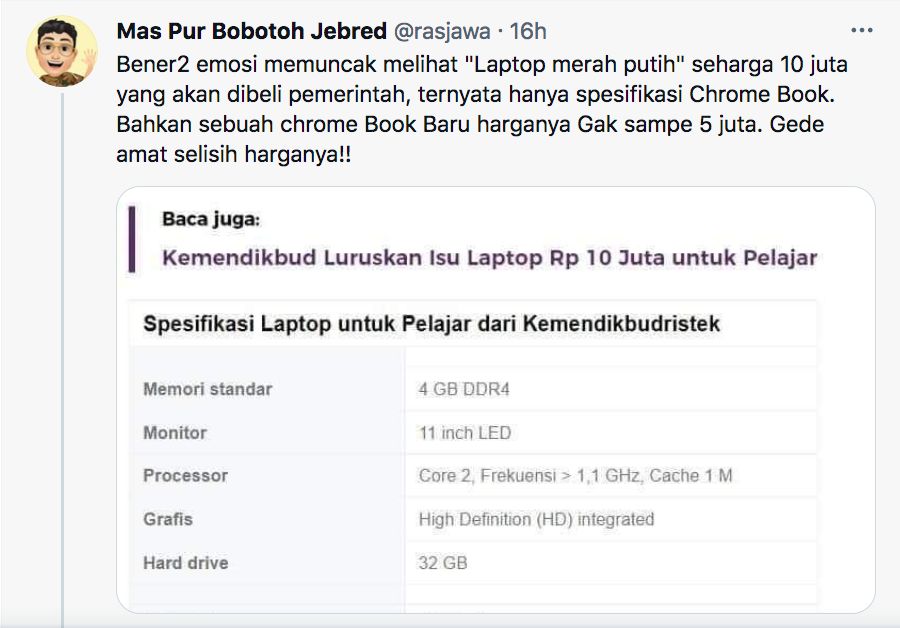 Twitter laptop merah putih