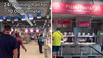 Atlet bisa makan sepuasnya di kantin yang tersedia dengan pilihan menu beragam, dari pizza, pasta, vegetarian, makanan lokal dan lainnya. Foto: Instagram