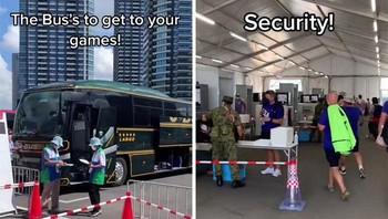 Atlet diantar ke lokasi pertandingan dengan bus khusus dan diperiksa ketat untuk menjaga keamanan venue. Foto: Instagram