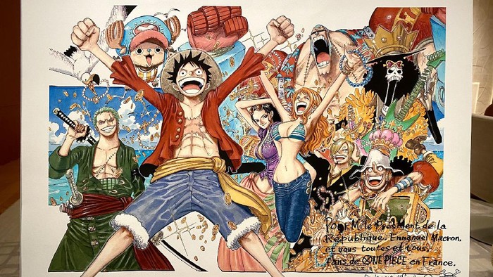 Ilustrasi One Piece untuk Presiden Emmanuel Macron