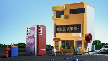 Oppo Reno6 Pro+ Detective Conan dikemas dalam kotak yang berbentuk kantor detektif Kogoro Mouri. Foto: dok Oppo