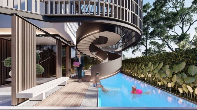 Kolam renang hadir di sisi kanan rumah yang mempertegas kemewahannya. (Foto: Instagram/@angkasaarchitects)