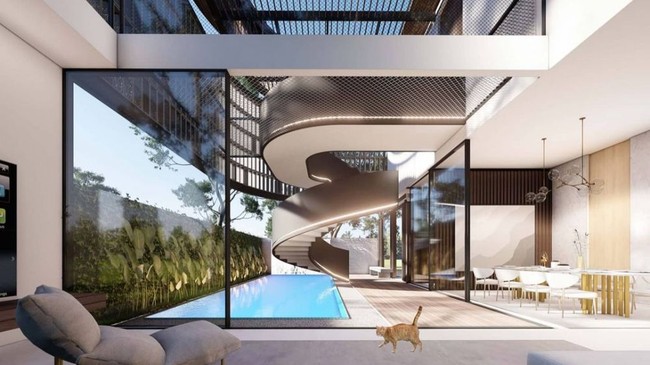 Rumah tersebut dibuat dengan konsep terbuka sehingga terlihat lebih lapang. (Foto: Instagram/@angkasaarchitects)