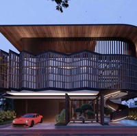 Begini tampak depan calon rumah baru Ayu Ting Ting berdasarkan desain konsep yang dibuat oleh konsultan arsiteknya, Angkasa Architects. Terlihat rumah tersebut hadir dengan arsitektur yang modern dalam permainan garis desain geometris nan unik.  (Foto: Instagram/@angkasaarchitects)