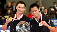 Momen medali emas Olimpiade Sydney 20000 yang diraih pasangan Indonesia, Candra/Tony terjadi usai mengalahkan pasangan Korea Selatan Lee Dong-soo/Yoo Yong-sung. Julian Finney/Getty Images