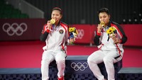Ini menjadi emas pertama dan satu-satunya Indonesia di Olimpiade Tokyo 2020. AP Photo/Dita Alangkara.