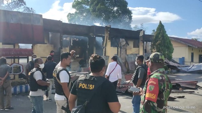 Kopleks Polsek Nimboran, Jayapura Masih Dijaga Polri dan TNI (Wilpret Siagian-detikcom)