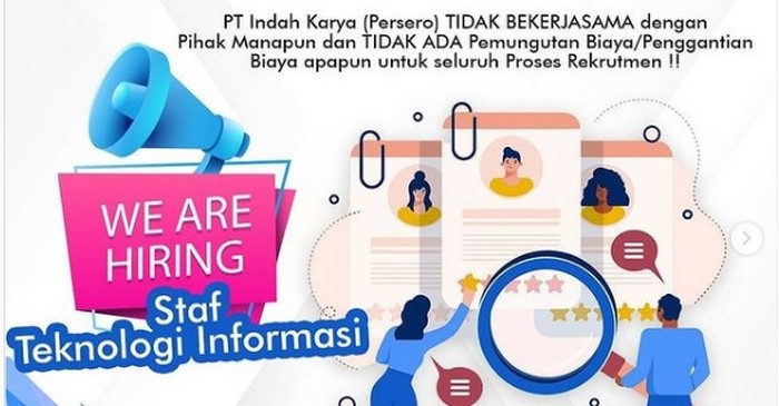 Lowongan BUMN PT Indah Karya Buka Bagi Lulusan D3-S1, Apa Syaratnya?