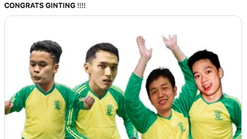 Ada lagi meme para pemain bulutangkis putra Indonesia memberi selamat. Foto: (Twitter)