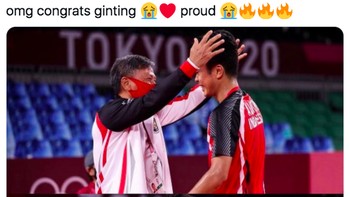 Banyak yang share foto memberi selamat untuk Ginting. Foto: (Twitter)