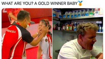 Meme Gordon Ramsay ikut muncul. Ibaratnya pelatih meneriaki kemenangan mereka seperti diteriaki Gordon Ramsay. Foto: (Twitter)