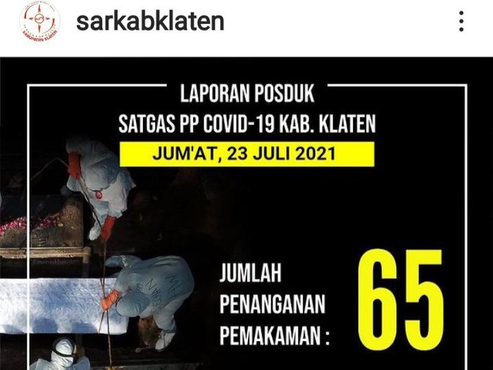 Postingan terakhir di akun Instagram SAR Kabupaten Klaten.
