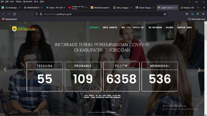 Tangkapan layat data kasus COVID di Grobogan