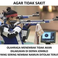 Untungnya kalau di olimpiade nembaknya bukan nembak gebetan. Jadi kan nggak ada kemungkinan untuk ditolak. Buat yang masih jomblo dan langganan ditolak, yang sabar yaa.. Foto: instagram.com/andumhumor