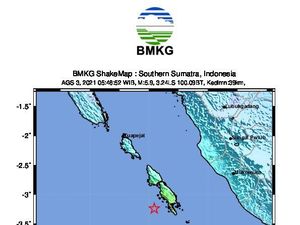 Gempa M 5,9 di Mukomuko Dekat Titik Gempa Besar Mentawai M 7,7 2010 Silam