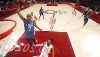 Bintang Broklyn Kevin Durant berhasil mencetak 29 poin dalam pertandingan ini. (Gregory Shamus/Pool Photo via AP)