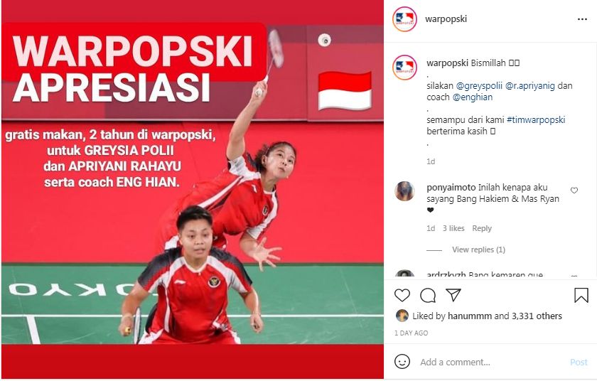 Daftar Hadiah untuk Greysia Polii dan Apriyani Rahayu