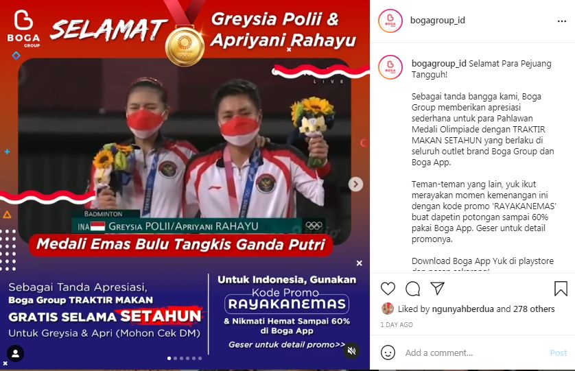 Daftar Hadiah untuk Greysia Polii dan Apriyani Rahayu