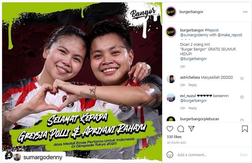Daftar Hadiah untuk Greysia Polii dan Apriyani Rahayu