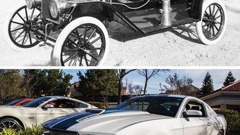 Desain mobil Ford-T dari tahun 1910 dan mobil modern. Foto: Brightside