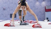 Mia Krampl, dari Slovenia, saat berpartisipasi dalam bagian kualifikasi panjat tebing putri di Olimpiade Tokyo 2020 di Tokyo, Jepang, Rabu (4/8/2021).  