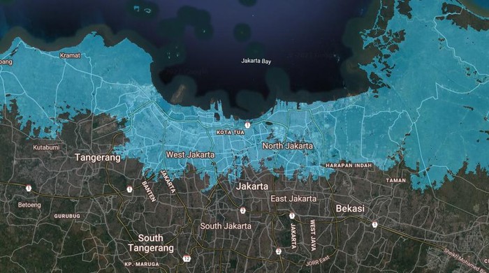 Seperti Ini Proyeksi Jakarta Tenggelam Tahun 2030